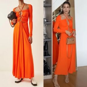 PROENZA SCHOULER Matte Jersey Drawstring Dress Orange